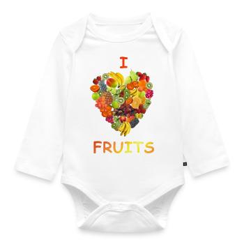 J'aime les fruits - Body Bébé bio manches longues - blanc - Devant