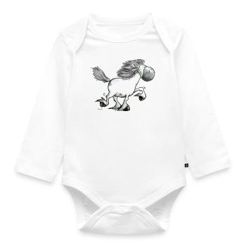 Drolliger Isländer - Islandpferd - Isi - Baby Bio-Langarm-Body - Weiß - Vorne