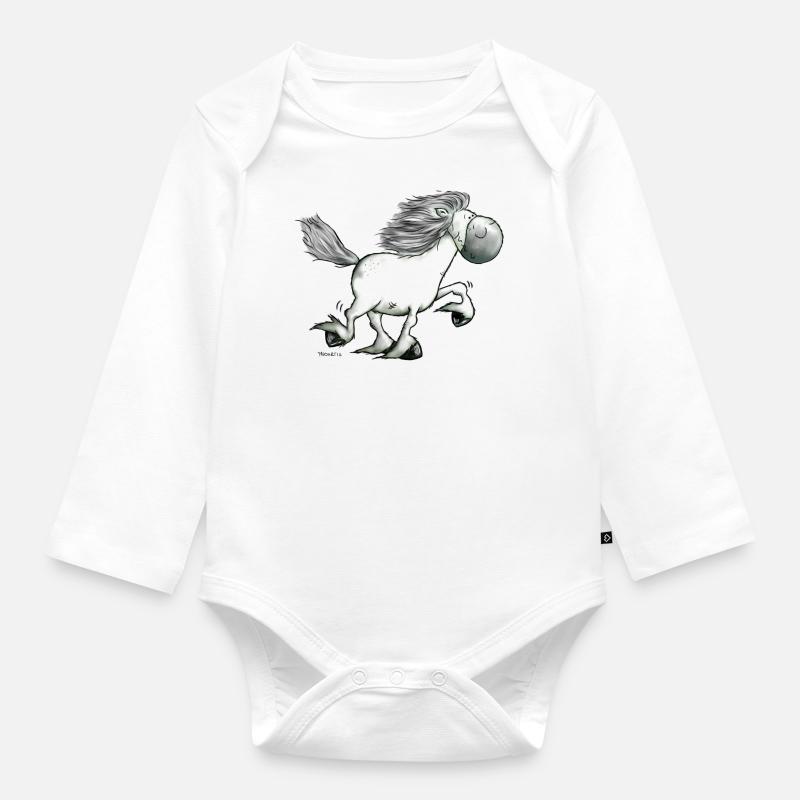 Drolliger Isländer - Islandpferd - Isi - Baby Bio-Langarm-Body - Weiß
