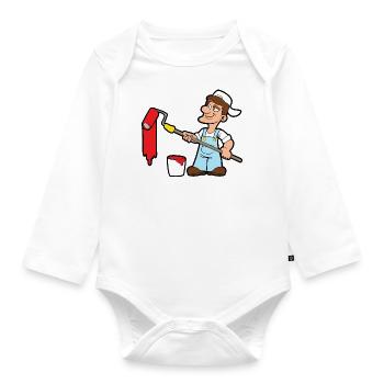 Maler Tapezierer Handwerker - Baby Bio-Langarm-Body - Weiß - Vorne
