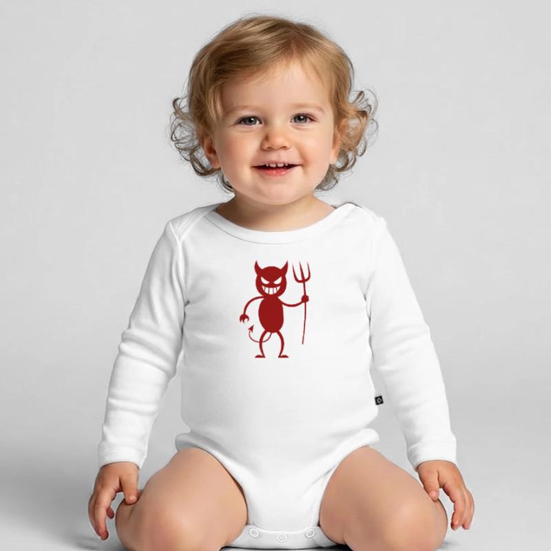 Devil Lucifer Satan Devilish Hell Organic Longsleeve Baby Bodysuit
