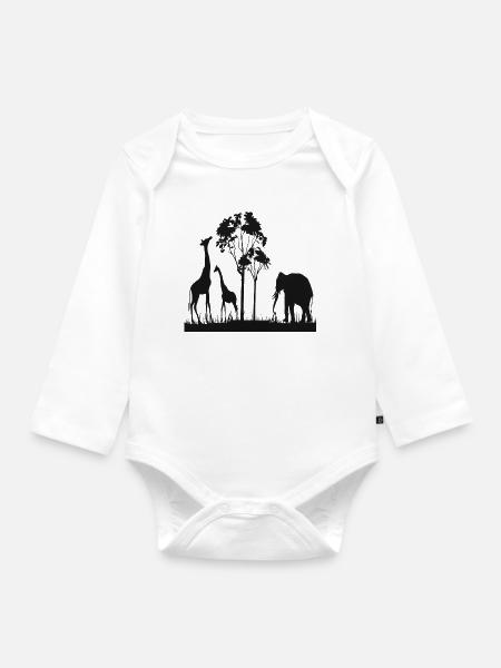 Tiere aus Afrika - Baby Bio-Langarm-Body - Weiß