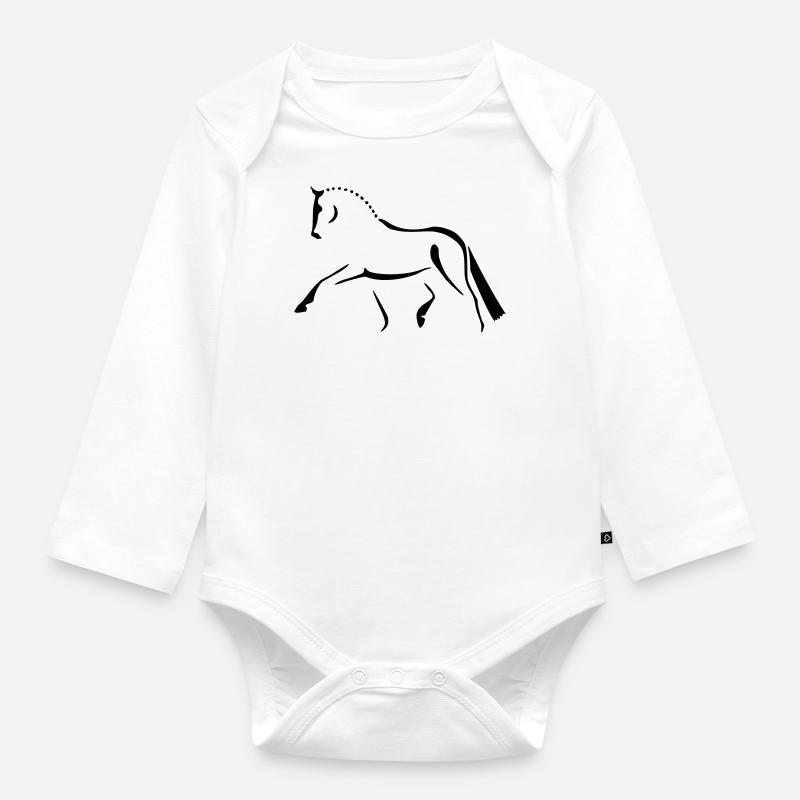Cheval de dressage 2 - Body Bébé bio manches longues - blanc