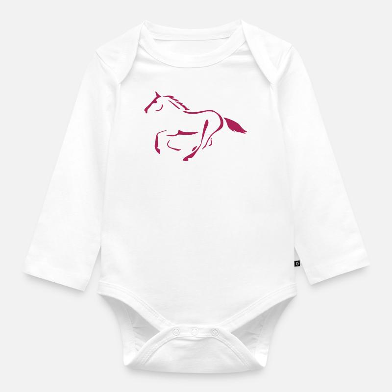Cheval de course - Body Bébé bio manches longues - blanc