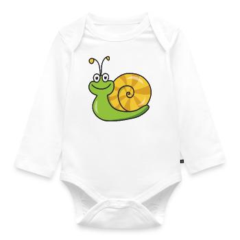 Cute Funny Cool Snail Snail Shell - Organic Longsleeve Baby Bodysuit - white - Front