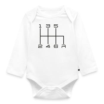 Car gear knob 6-speed gearbox - black - Organic Longsleeve Baby Bodysuit - white - Front