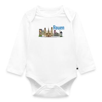 Rouen Flat Design - Body Bébé bio manches longues - blanc - Devant