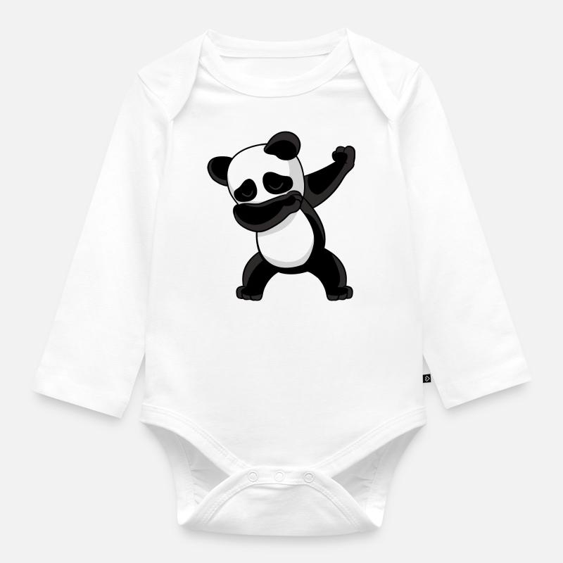 Dabbing Dab Panda - Body Bébé bio manches longues - blanc