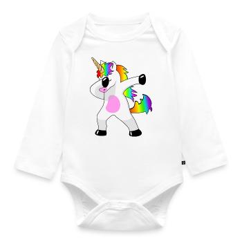Dabbing Licorne Dab Unicorn Idée cadeau - Body Bébé bio manches longues - blanc - Devant