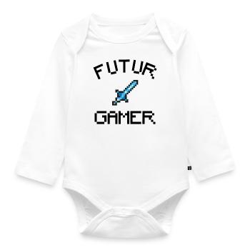 Futur gamer - Body Bébé bio manches longues - blanc - Devant