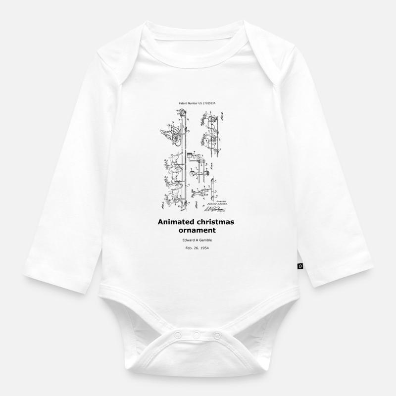 Ornement de Noël animé - Body Bébé bio manches longues - blanc