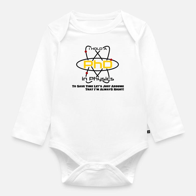 Doctor Physics PhD Gift Idea Degré Physicien - Body Bébé bio manches longues - blanc