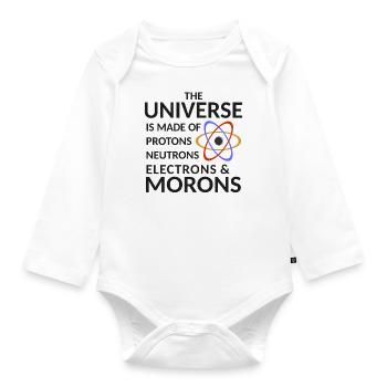 Das Universum besteht aus Protonen-Neutronenelektronen - Baby Bio-Langarm-Body - Weiß - Vorne