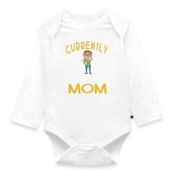 Tired zombie mom mother gift - Organic Longsleeve Baby Bodysuit - white - Front