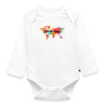 Gehen wir wieder Aquarell Weltkarte - Baby Bio-Langarm-Body - Weiß - Vorne