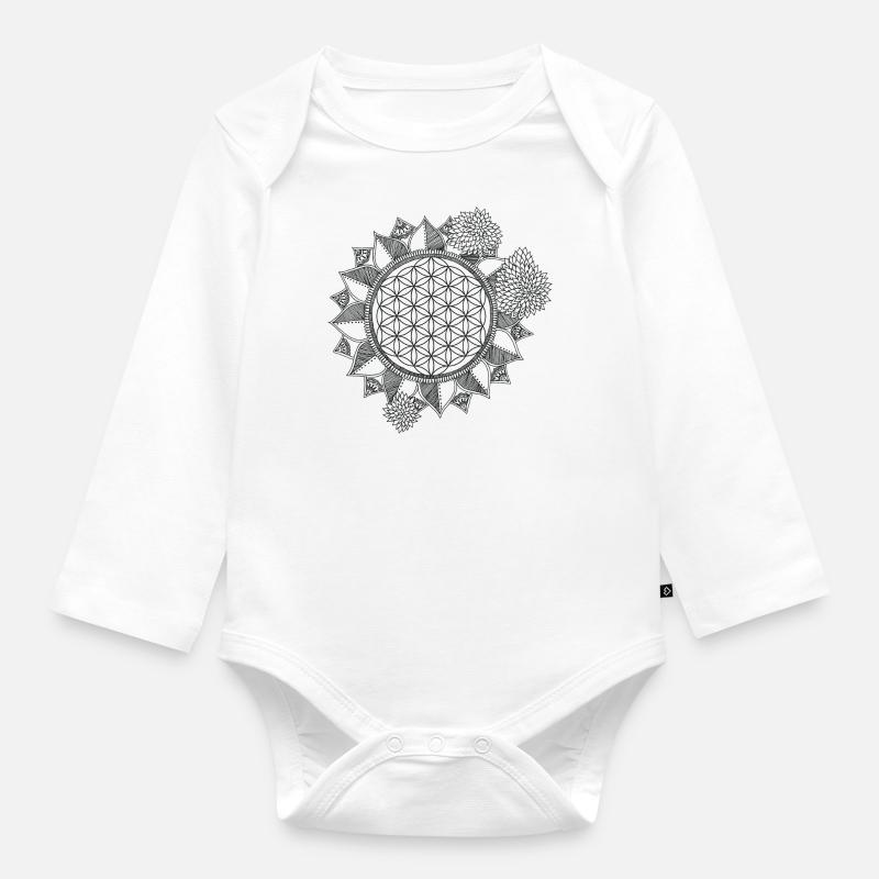 fleur de la vie - Body Bébé bio manches longues - blanc