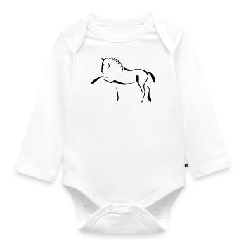 Spanisches Pferd - Baby Bio-Langarm-Body - Weiß - Vorne