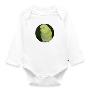 Budgies yellow budgie parakeet - Organic Longsleeve Baby Bodysuit - white - Front