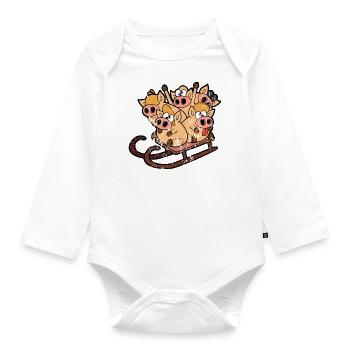 Retro vintage grunge style sledging snow - Organic Longsleeve Baby Bodysuit - white - Front