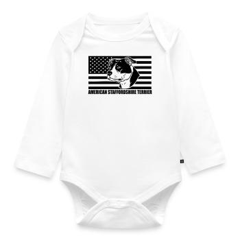 American Stafford © - Organic Longsleeve Baby Bodysuit - white - Front