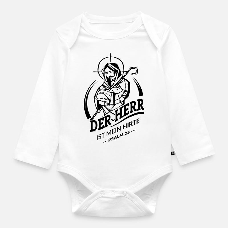 Der Herr ist mein Hirte - Baby Bio-Langarm-Body - Weiß