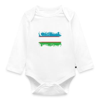 Usbekistan Flagge Fahne Taschkent Staat Asien Volk - Baby Bio-Langarm-Body - Weiß - Vorne