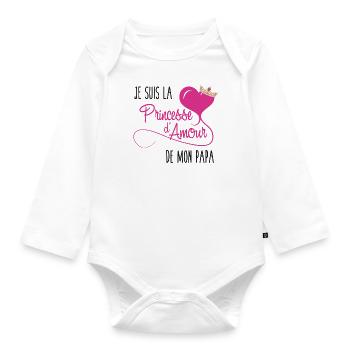 Je suis la princesse d'amour de mon Papa - Body Bébé bio manches longues - blanc - Devant
