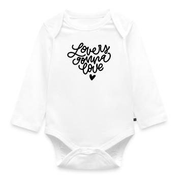 Lovers gonna love monoline lettering - Organic Longsleeve Baby Bodysuit - white - Front