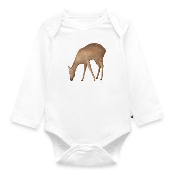 Roe deer - Organic Longsleeve Baby Bodysuit - white - Front