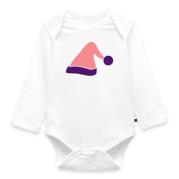 Weihnachtsmütze// Weihnachtsfeier// Weihnachtsmann - Baby Bio-Langarm-Body - Weiß - Vorne
