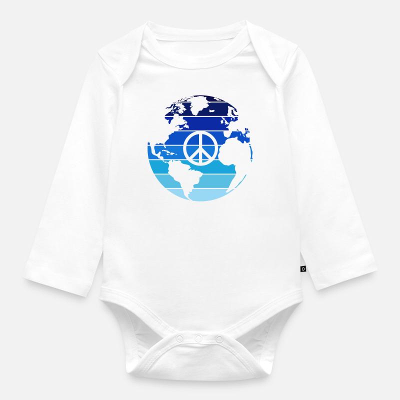 Peace - Body Bébé bio manches longues - blanc