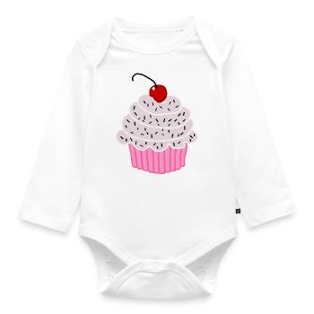 Sugar sweet pink tart - Organic Longsleeve Baby Bodysuit - white - Front