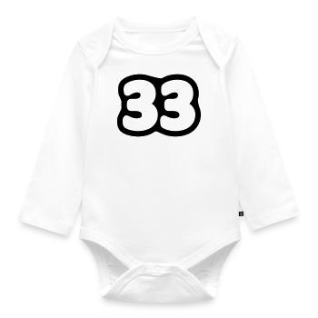 33 / / Birthday / / Anniversary / / Anniversary - Organic Longsleeve Baby Bodysuit - white - Front