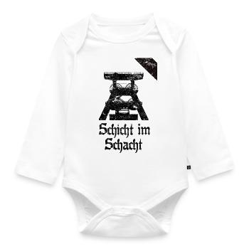 Layer in the pit mine mining funeral - Organic Longsleeve Baby Bodysuit - white - Front