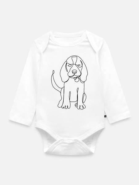 Beagle-Hund - Baby Bio-Langarm-Body - Weiß