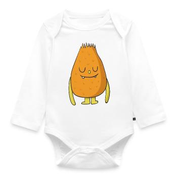 Furry Monster - Organic Longsleeve Baby Bodysuit - white - Front