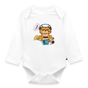 Gaming Gamer gambling cat gift shirt - Organic Longsleeve Baby Bodysuit - white - Front