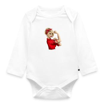 Cancer Fighter Red Ribbon Gift - Organic Longsleeve Baby Bodysuit - white - Front