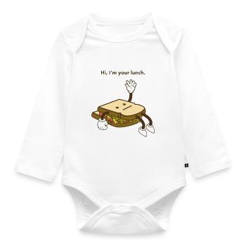 Salut je suis ton déjeuner - Body Bébé bio manches longues - blanc - Devant