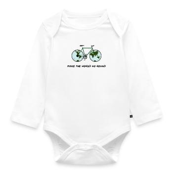 Worldwide Biking - Planet and Bike Bike Velo - Organic Longsleeve Baby Bodysuit - white - Front