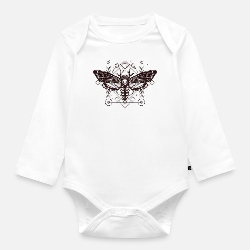 Papillon B de tatouage d'insecte Schaedel Skull Skull - Body Bébé bio manches longues - blanc