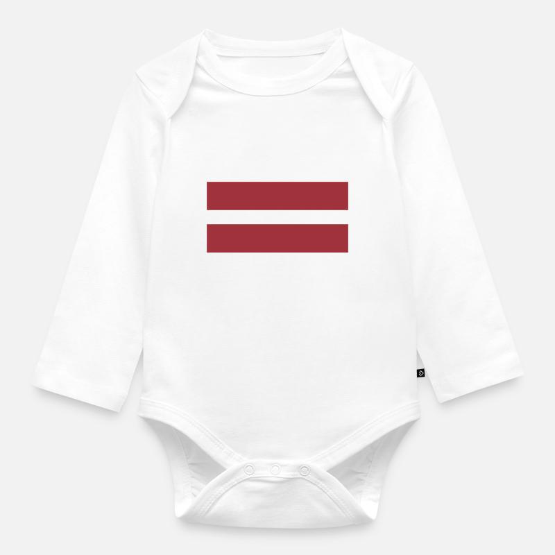 Drapeau Lettonie, drapeau de la Lettonie, drapeau de la Latvia - Body Bébé bio manches longues - blanc