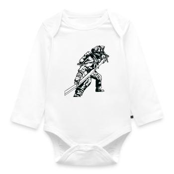 Fireman - Organic Longsleeve Baby Bodysuit - white - Front
