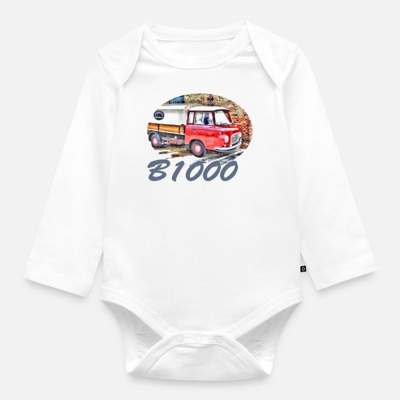 B1000 Pritsche Barkas - Baby Bio-Langarm-Body - Weiß