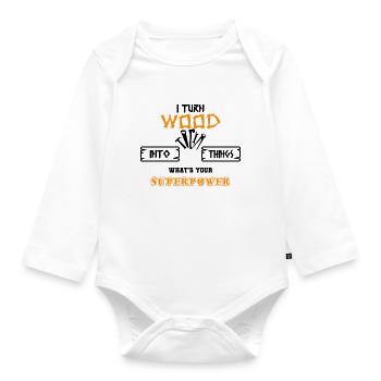 Holz - Baby Bio-Langarm-Body - Weiß - Vorne