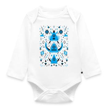 Abstrakte Dreieck Transformation - Baby Bio-Langarm-Body - Weiß - Vorne