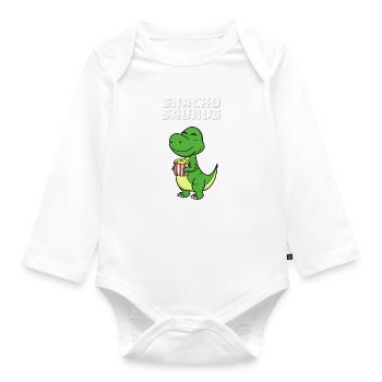 Snackosaurus Dinosaurier T-Rex Diät Geschenk - Baby Bio-Langarm-Body - Weiß - Vorne
