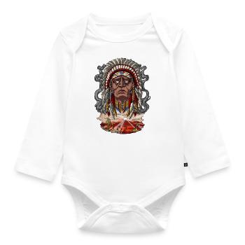 Indianischer Häuptling Kopfschmuck - Baby Bio-Langarm-Body - Weiß - Vorne