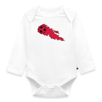 Burning football - Organic Longsleeve Baby Bodysuit - white - Front