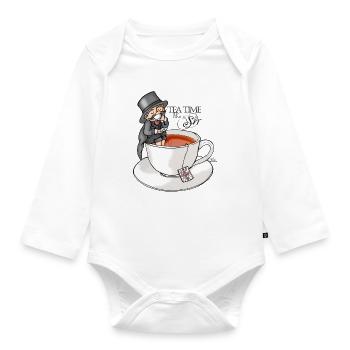 tea time like a Sir with Earl Grey - Baby Bio-Langarm-Body - Weiß - Vorne